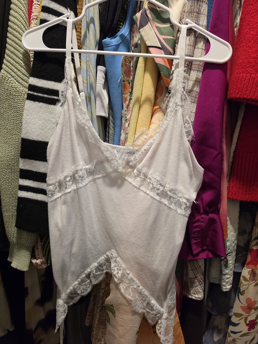 Fashion Nova White Lace Trim Cami